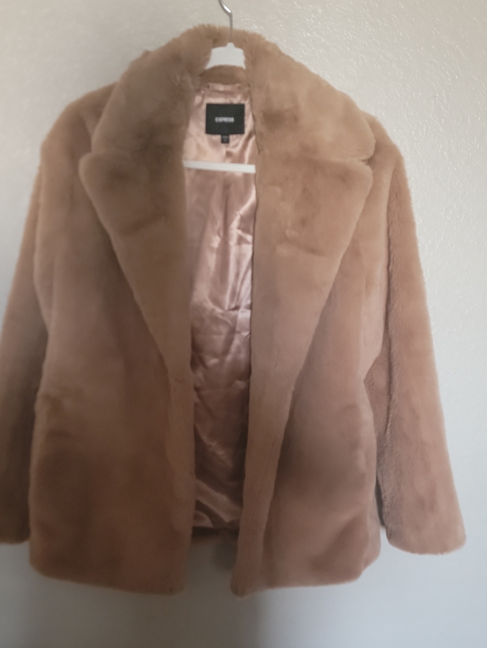 Express Plush Teddy Jacket in Camel Brown